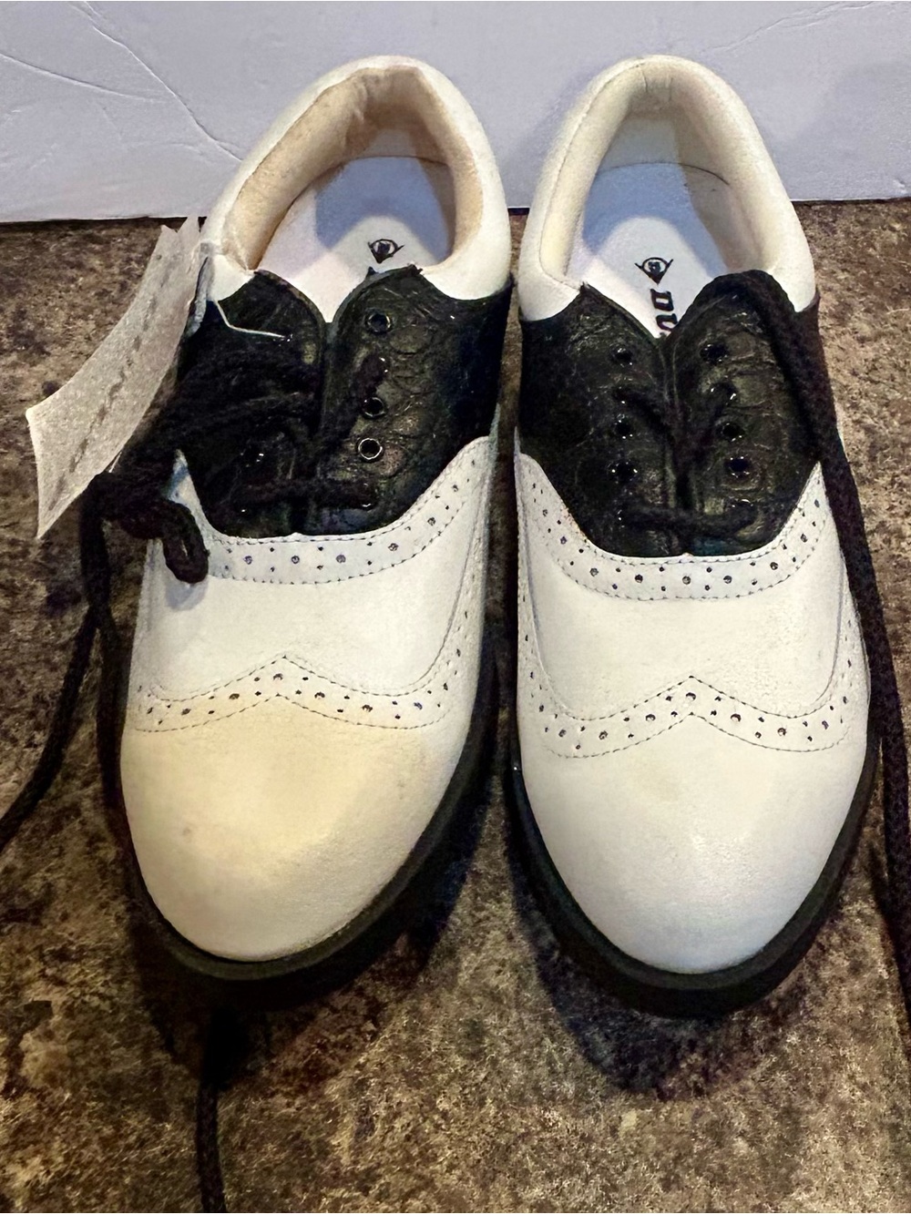 Two-Tone Black & White Men's Athletic Wingtip Shoes